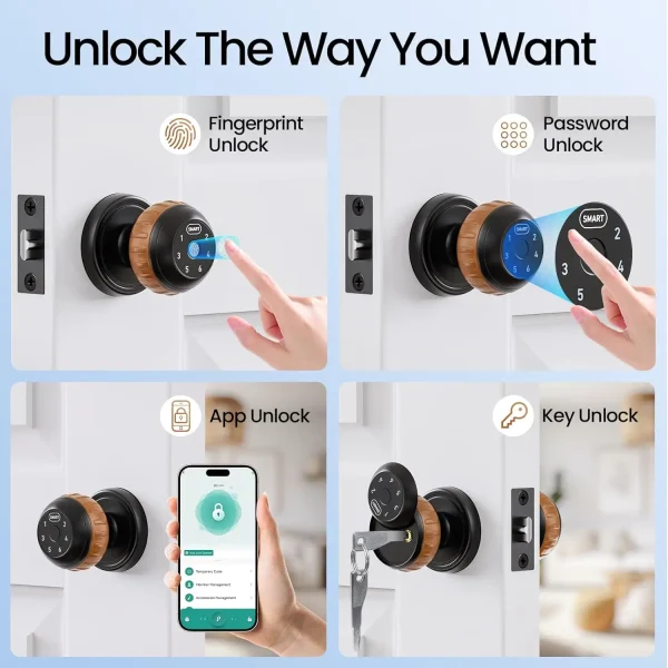 4-in-1 Smart Door Lock – Fingerprint, Keypad, App, Key
