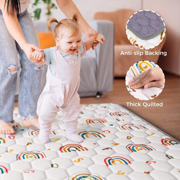 Baby Mat – White & Boho Rainbow Design Anti-slip Backing