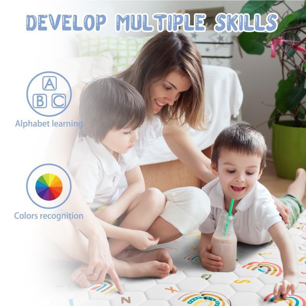 Baby Mat – White & Boho Rainbow Design Educational