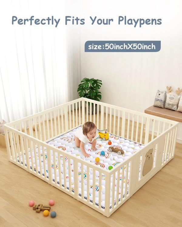 Baby Mat – White & Boho Rainbow Design Size 50x50