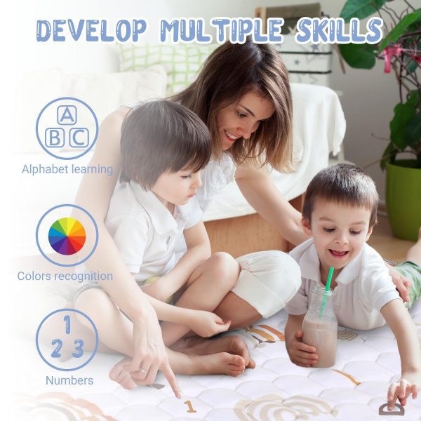 Baby Play Mat – Boho Rainbow with Numbers & Letters Family Play