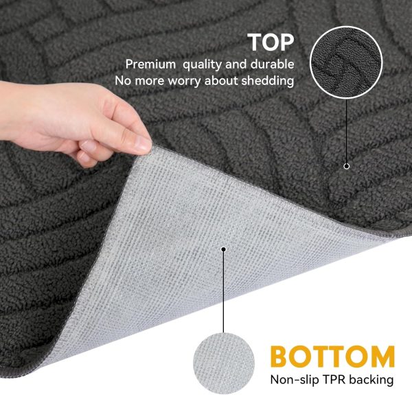 Bathroom Mats – Non-Slip, Absorbent, Soft Charcoal Gray & High-quality Materials