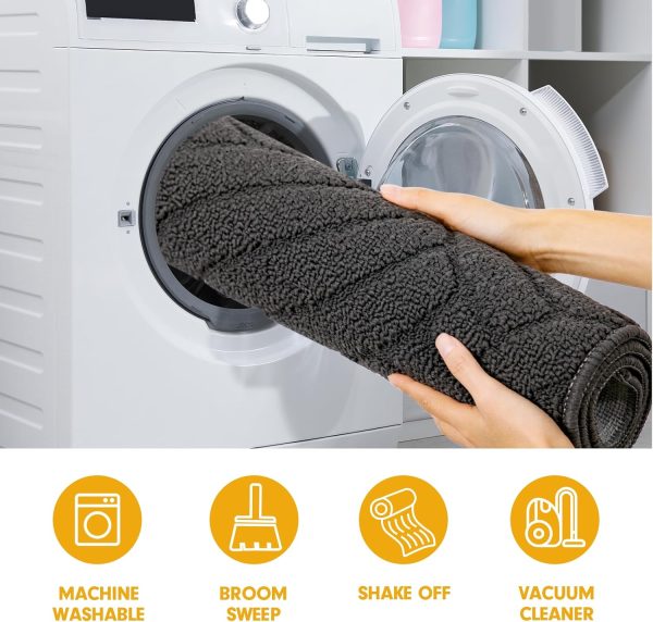 Bathroom Mats – Non-Slip, Absorbent, Soft Charcoal Gray & Machine Washable