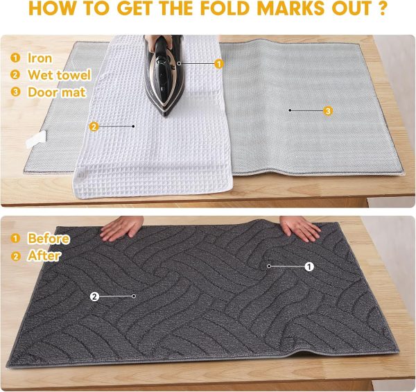 Bathroom Mats – Non-Slip, Absorbent, Soft Charcoal Gray & Remove Creases