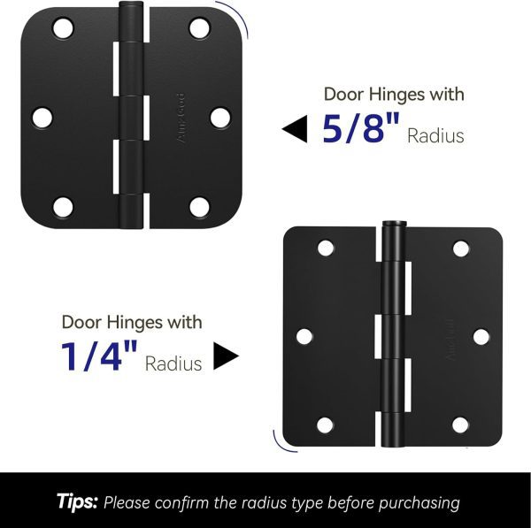 3.5 Inch Black Door Hinges with 1/4" The Radius Type