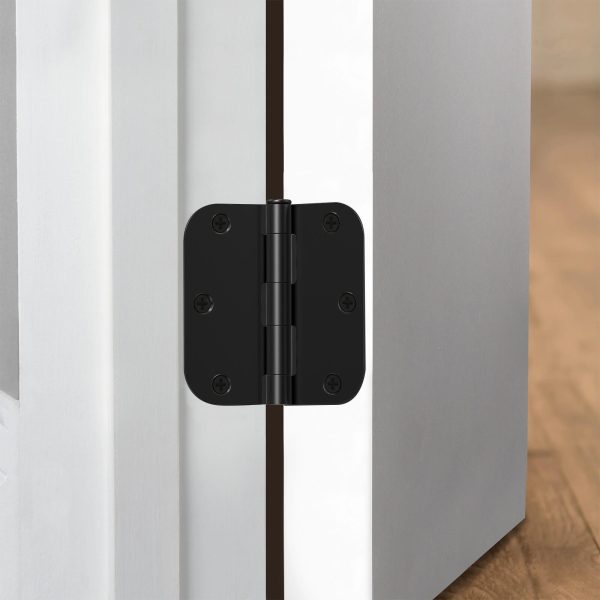 3.5 Inch Black Door Hinges with 5/8"R Corners on door