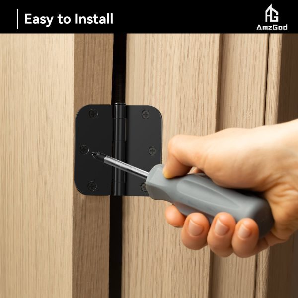 3.5 Inch Black Door Hinges with 5/8"R Corners Install