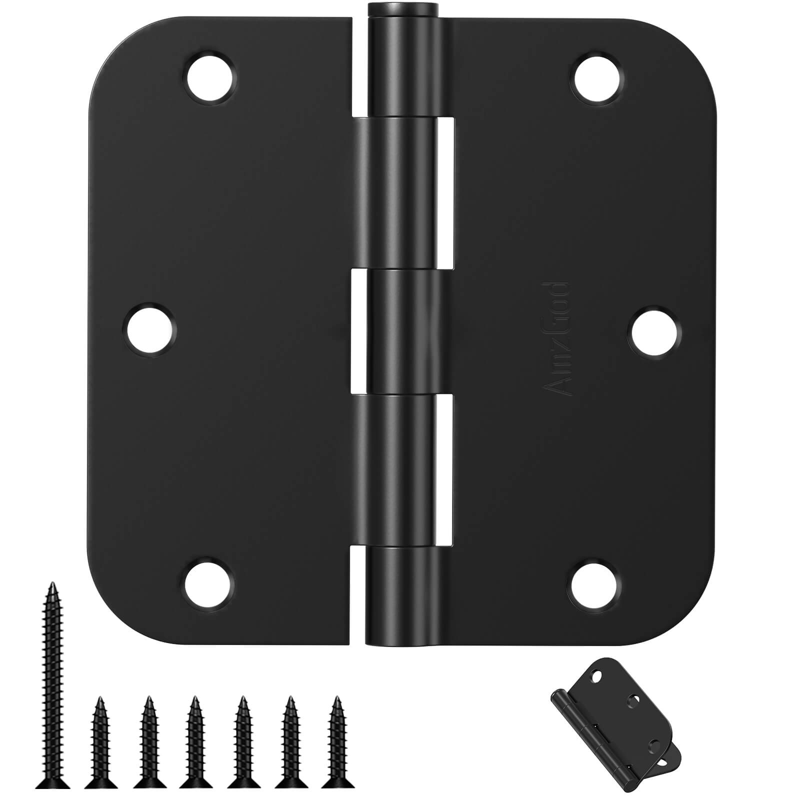 Black Door Hinges with 3.5 Inch & 5/8″ Radius Corners