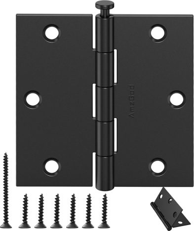 3.5 Inch Black Door Hinges with Square Corners