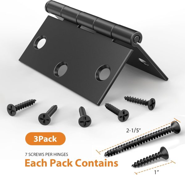 3.5 Inch Black Door Hinges with Square Corners Screw Size
