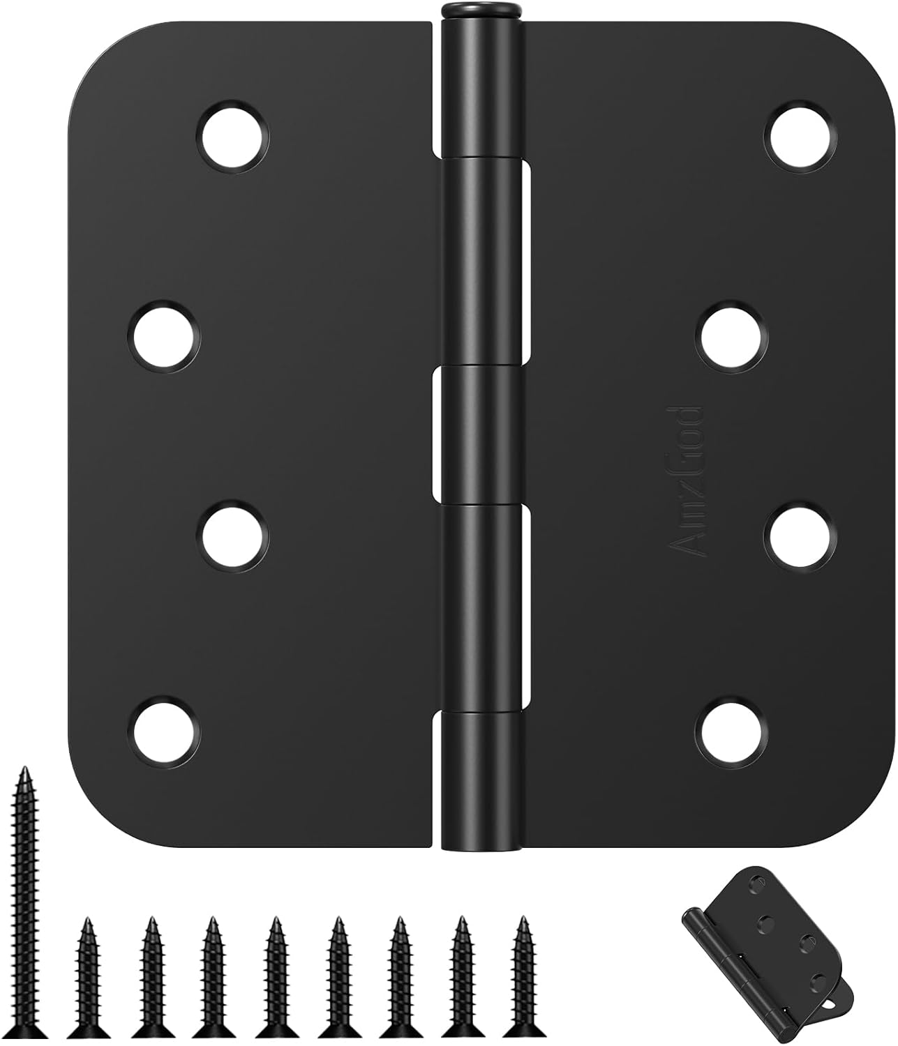 4 Inch Black Door Hinges with 5/8″ Radius Corners