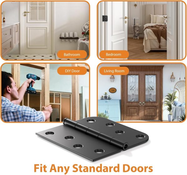 4 Inch Black Door Hinges with Square & 5/8" Radius Corners Use Cases