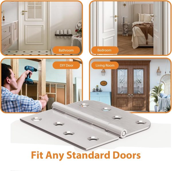 4 Inch Brushed Nickel Door Hinges with Square & 5/8" Radius Corners Use Cases