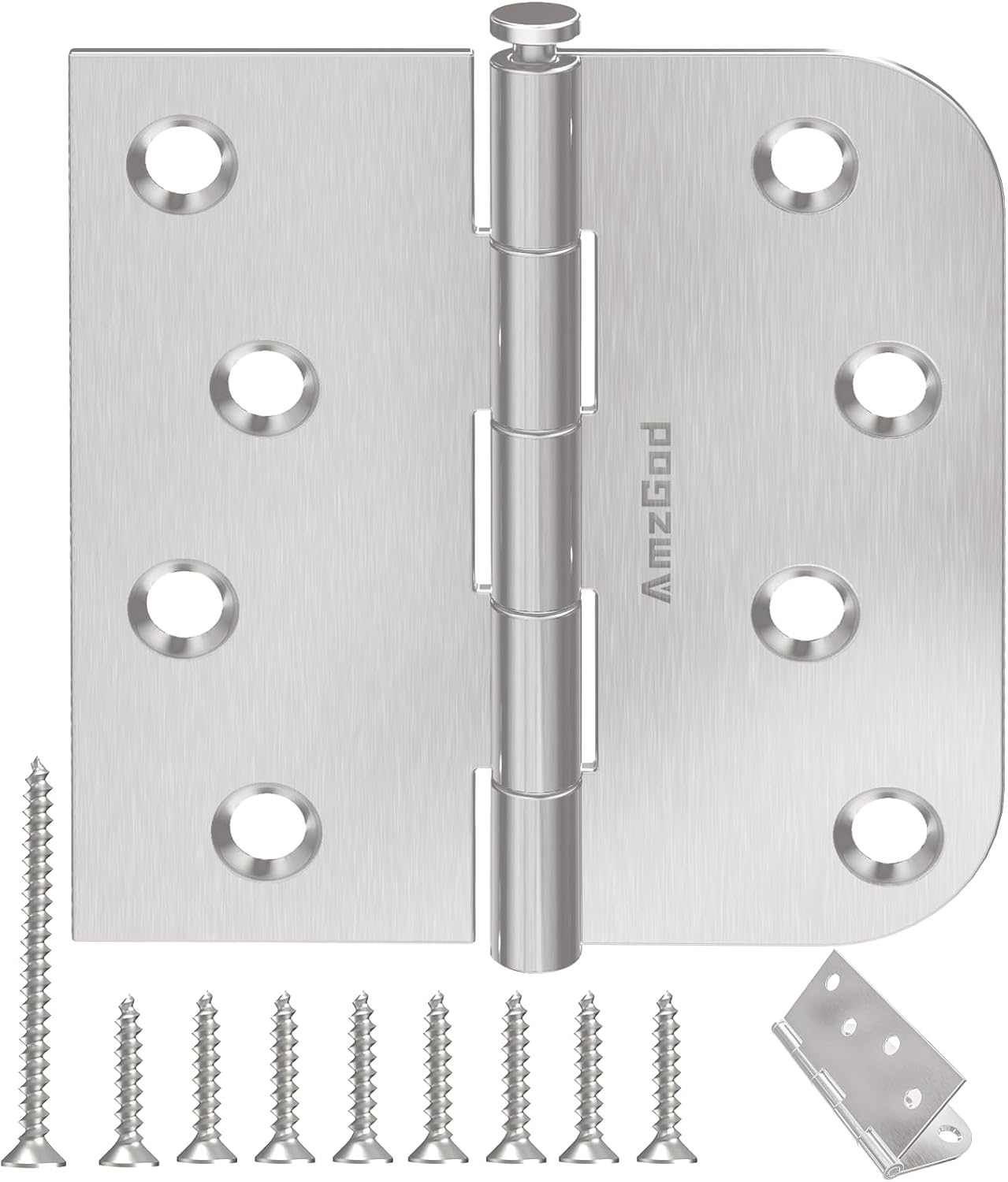 4 Inch Brushed Nickel Door Hinges with Square & 5/8″ Radius Corners