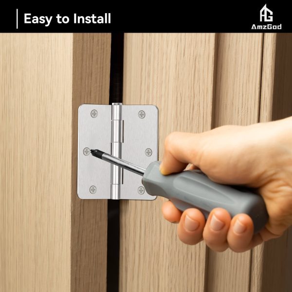 Brushed Nickel Door Hinges with 3.5 Inch & 1/4" Radius Corners