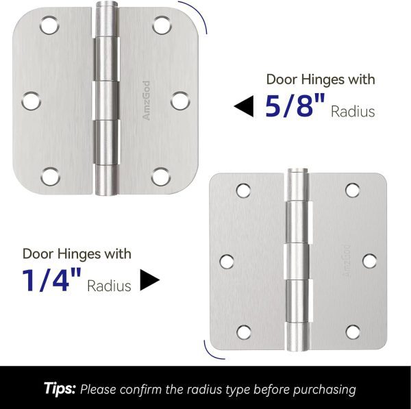 Brushed Nickel Door Hinges with 1/4" Radius Corners The Radius Type
