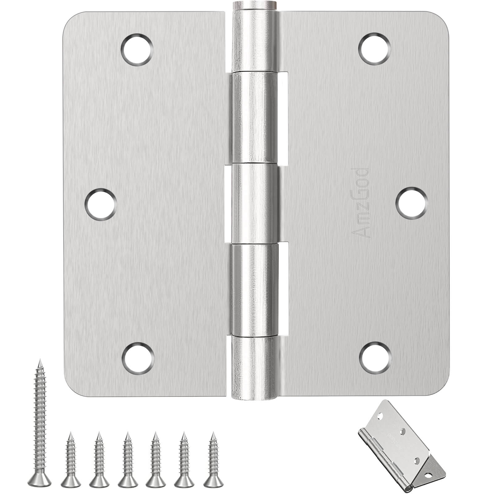 Brushed Nickel Door Hinges with 3.5 Inch & 1/4″ Radius Corners