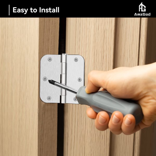 3.5 Inch Brushed Nickel Door Hinges with 5/8" Radius Corners Install