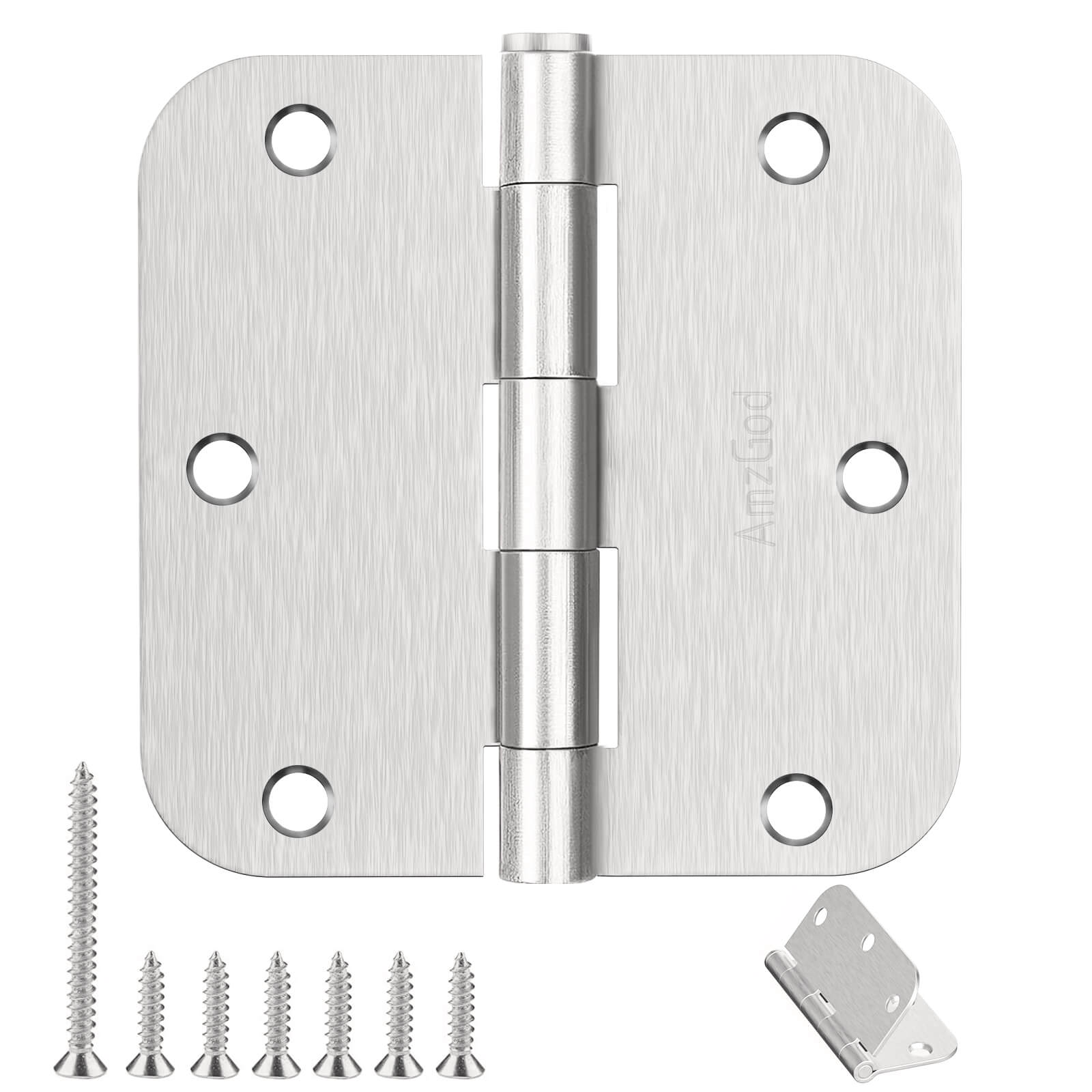 Brushed Nickel Door Hinges with 3.5 Inch & 5/8″ Radius Corners