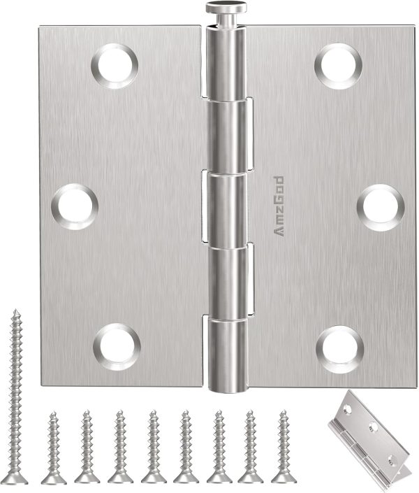 3.5 Inch Brushed Nickel Door Hinges with Square Corners