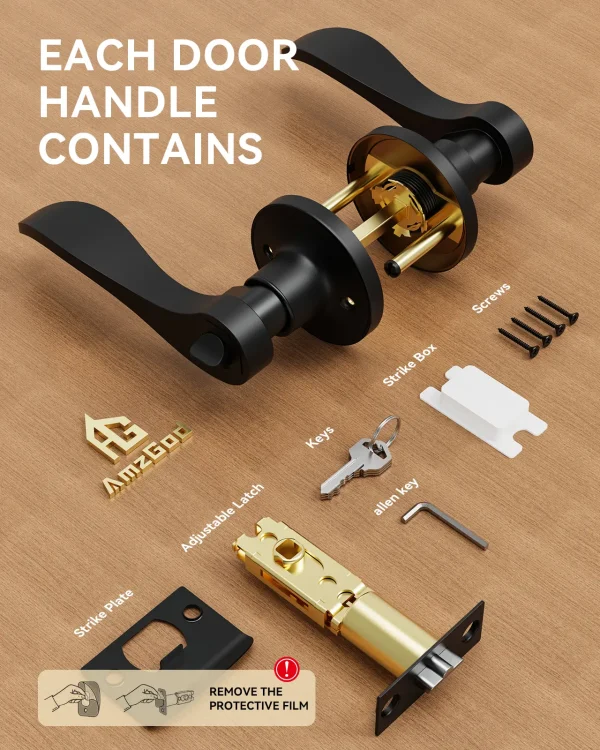 Matte Black Door Handle with Lock – Heavy-Duty Keyed Entry