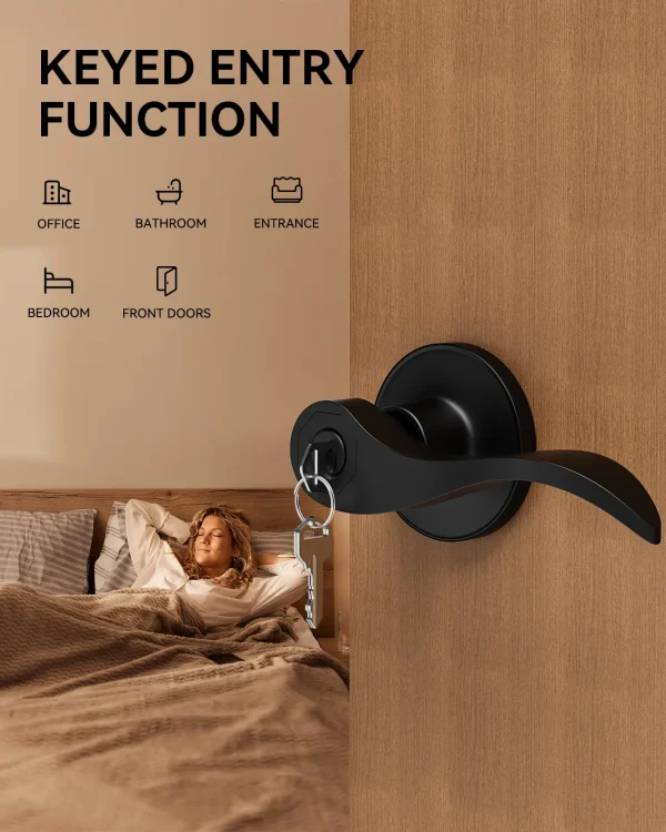 Matte Black Door Handle with Lock – Heavy-Duty Keyed Entry