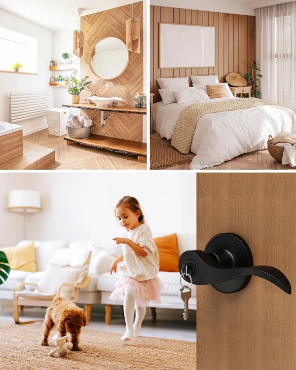 Matte Black Door Handle with Lock – Heavy-Duty Keyed Entry