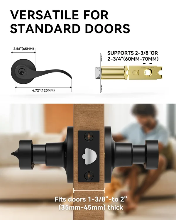 Matte Black Door Handle with Lock – Heavy-Duty Keyed Entry