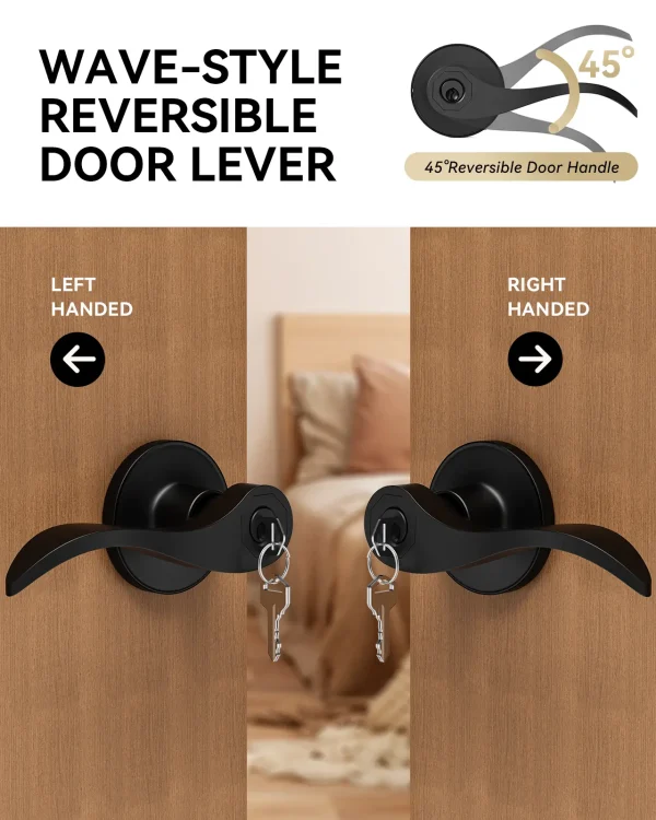 Matte Black Door Handle with Lock – Heavy-Duty Keyed Entry