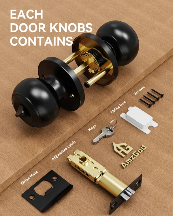 Matte Black Door Knob with Lock – Keyed Entry, Secure & Stylish