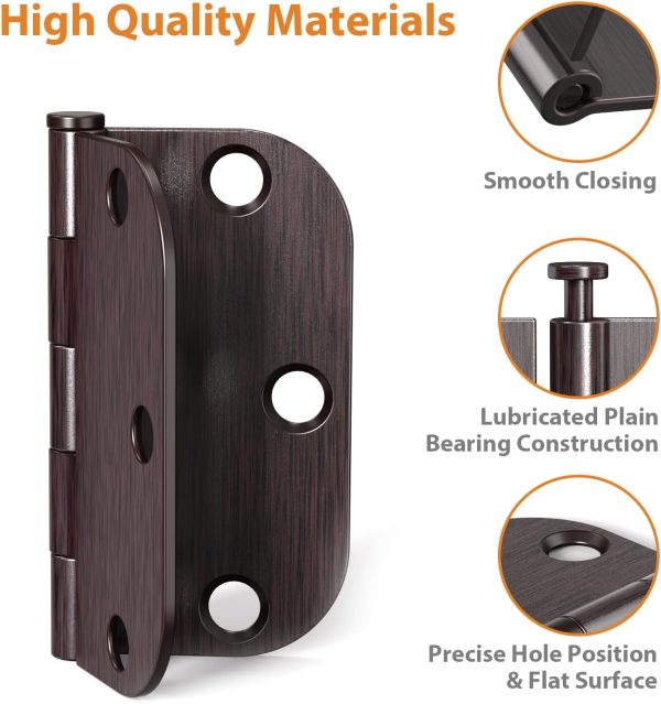 3.5 Inch Oil Rubbed Bronze Door Hinges with 5/8" Radius Corners Details
