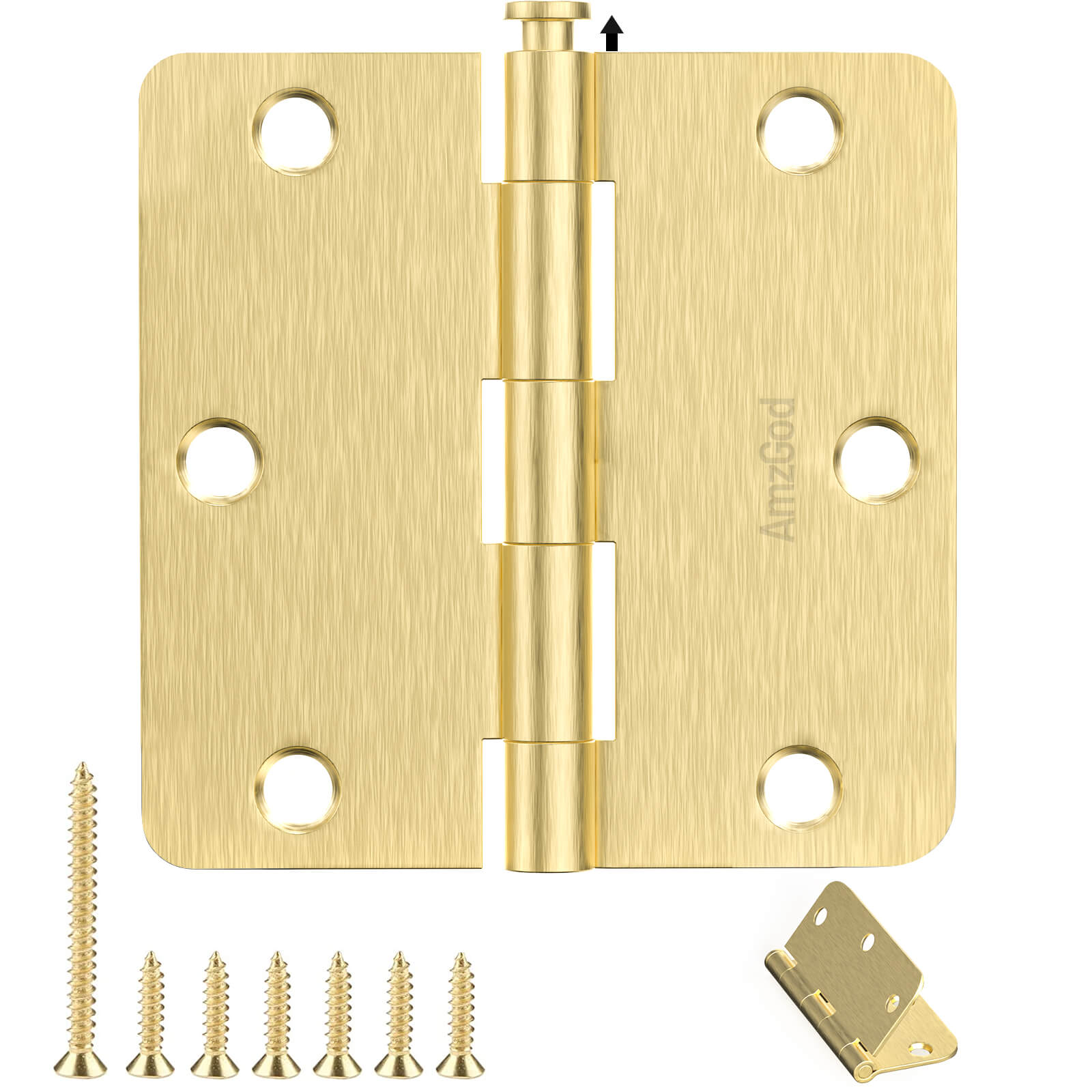 Satin Brass Door Hinges with 3.5 Inch & 1/4″ Radius Corners