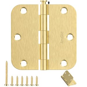 3.5 Inch Satin Brass Door Hinges with 5/8" Radius Corners