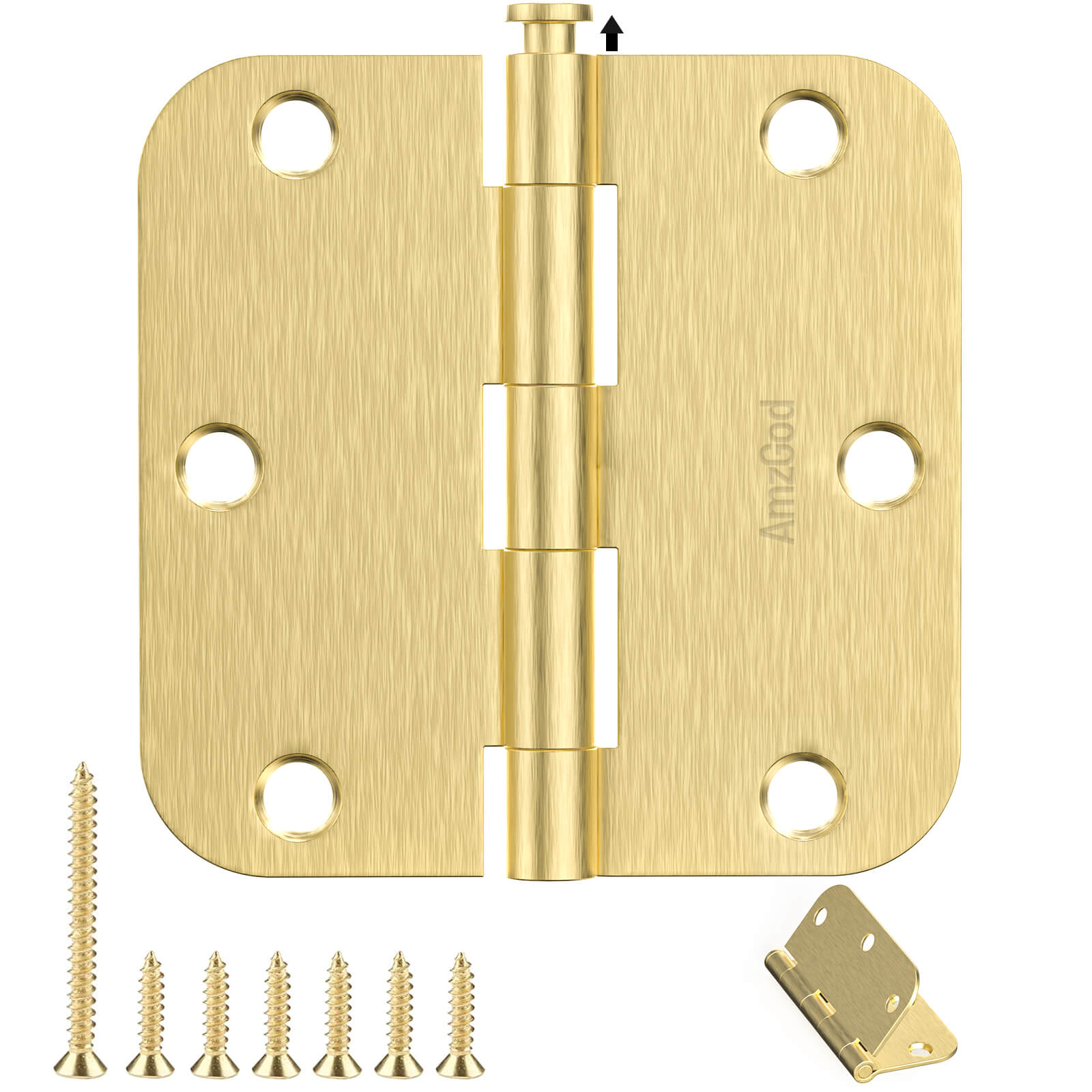 Satin Brass Door Hinges with 3.5 Inch & 5/8″ Radius Corners