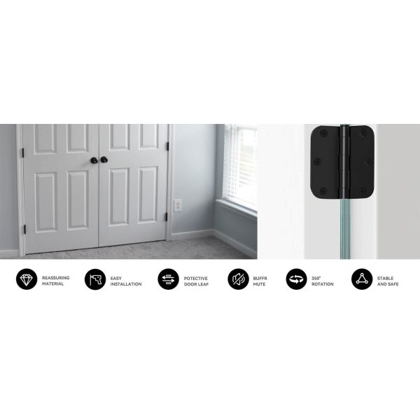 AmzGod Black Door Hinges with 3.5 Inch & 5/8″R Corners Features